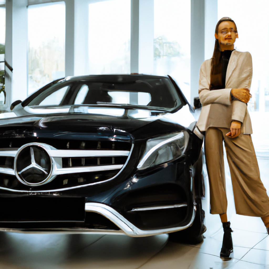 Mulher cliente com Mercedes-Benz